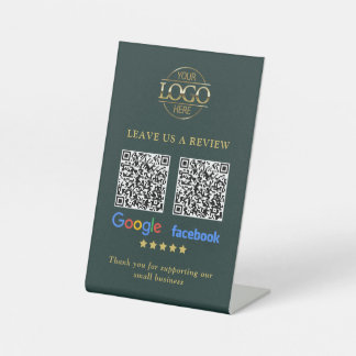 Business Logo Google & Facebook Reviews QR Code Pedestal Sign