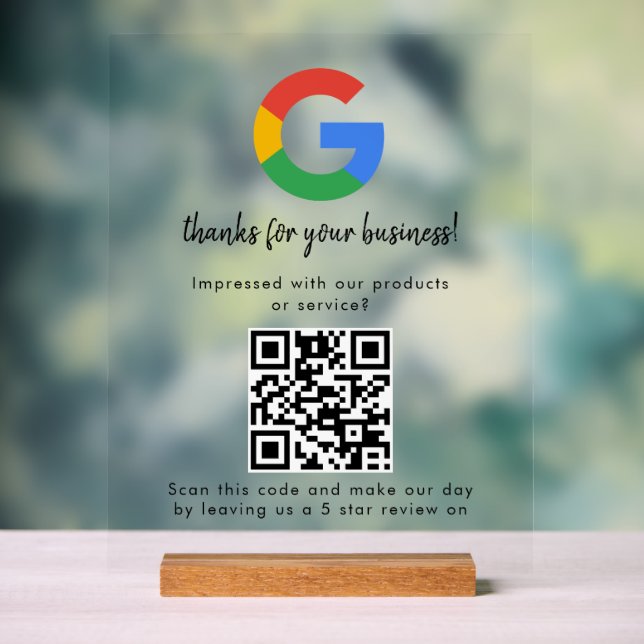 Business Logo Google Reviews website scan  Acrylic Sign (Neutral)