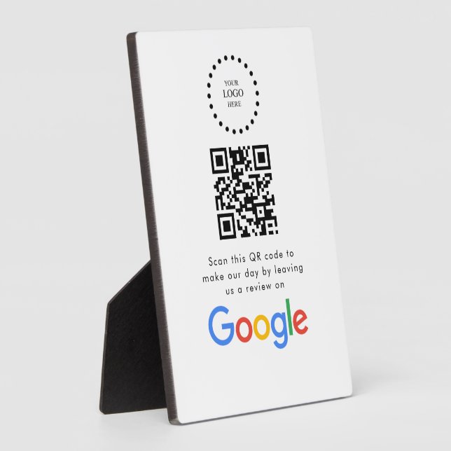 Business Logo Google Reviews website scan  Plaque (Side)