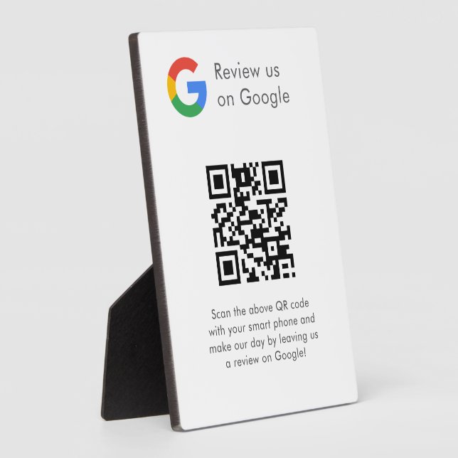 Business Logo Google Reviews website scan  Plaque (Side)