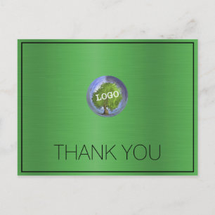 Business Logo Grass Green Thank You Postcard