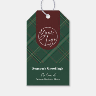 Business Logo Green Plaid Corporate Gifts Holiday Gift Tags