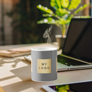 Business logo grey coffee mug