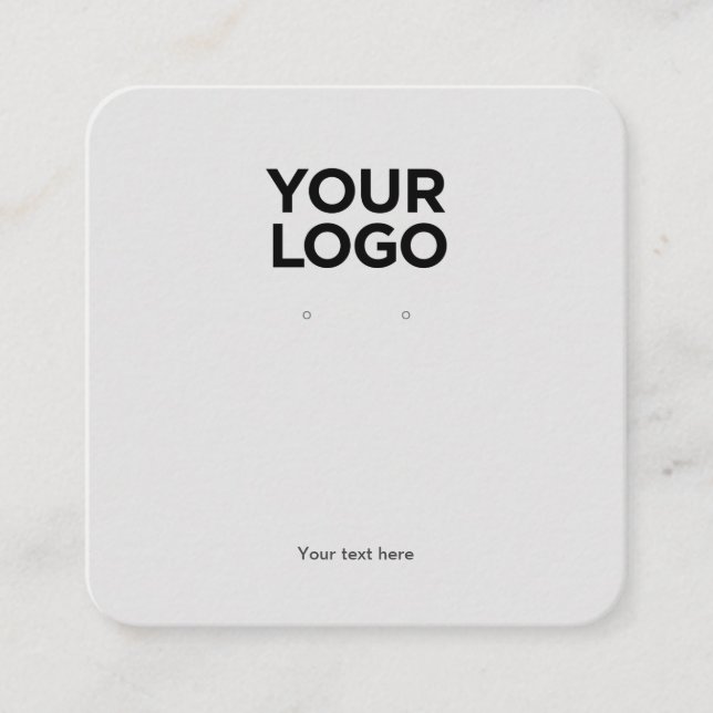 Business Logo Grey Squared Earring Display Card (Front)