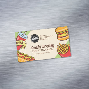 Business Logo   Hamburger Hotdog Theme Magnetic Business Card