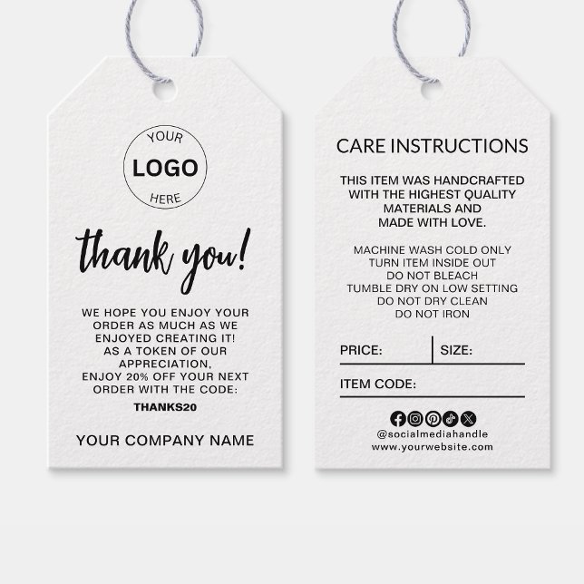 Business Logo Hang Tag Price Swing Care Details (Creator Uploaded)