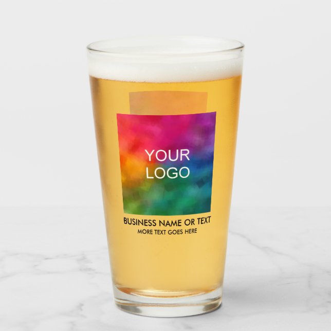 Business Logo Here Template Personalised Beer Glass (Front Filled)
