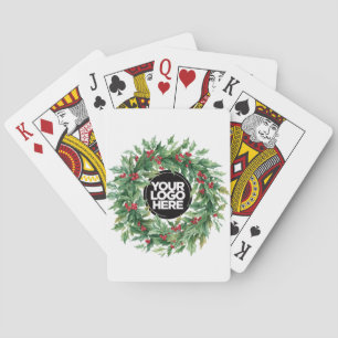 Business Logo Holly Berry mistletoe Christmas Playing Cards