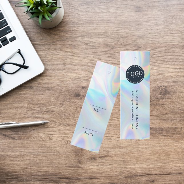 Business Logo Holographic Clothing Price Tag (Business Logo Holographic Iridescent Clothing Label Mini)