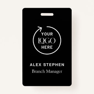 Business Logo ID | Modern Black Employee Staff  ID Badge