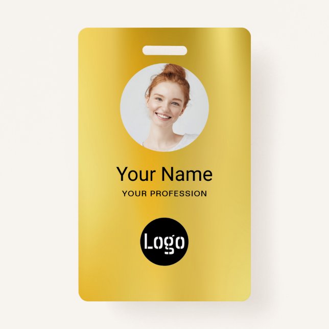 Business Logo ID | Modern Gold Employee Staff ID  ID Badge (Front)