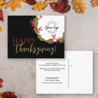 Business logo in Fall Wreath Happy Thanksgiving 