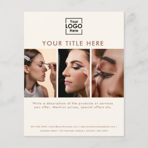 Business Logo Ivory Brown Beauty Salon 3 Photos Flyer