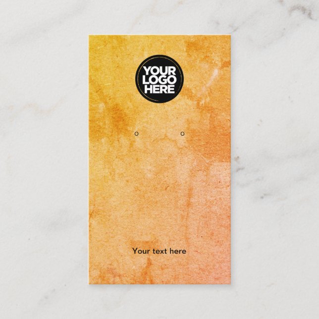 Business Logo Kraft Orange Earring Display Card (Front)