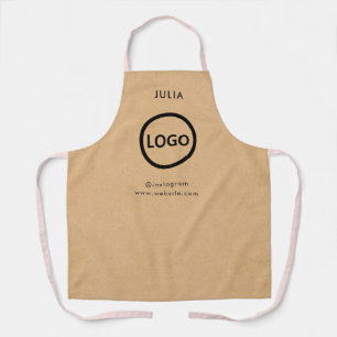 Business Logo Kraft Paper Employee Staff Name Apron