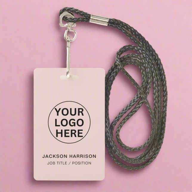 Business Logo l Staff Employee ID Blush Pink ID Badge (Creator Uploaded)