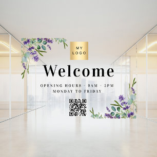 Business logo lavender welcome opening QR code