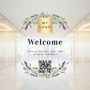 Business logo lavender welcome opening QR code