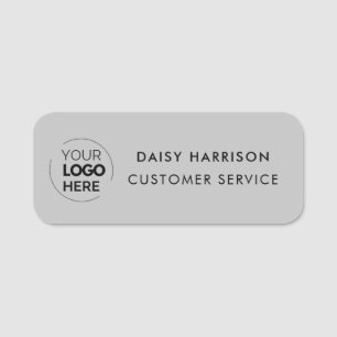 Business Logo Light Grey Custom Employee Staff Name Tag