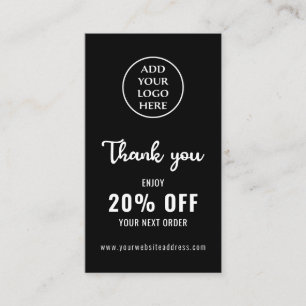 Business Logo Loyalty Black White QR Code Vertical Discount Card