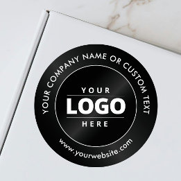 Business Logo Luxury Minimal Black Shipping Classic Round Sticker
