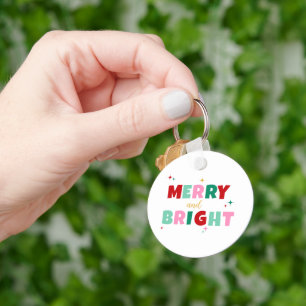 Business Logo Merry & Bright Colourful Typography Key Ring