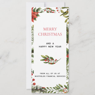 Business Logo Merry Christmas Berries Greetings Card