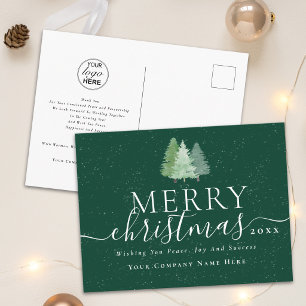 Business Logo Merry Christmas Elegant Script Holiday Postcard