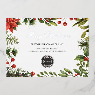 Business Logo Merry Christmas Holidays Foil Holiday Card
