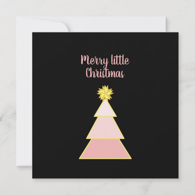 Business Logo Merry Christmas Pink Simple Square Card (Front)