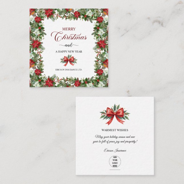 Business Logo Merry Christmas Thank You Card   (Front/Back)