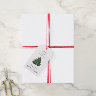 Business Logo Merry Christmas Tree Gift Tags