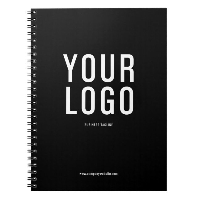 Business Logo Minimal Black and White Promotional Notebook (Front)