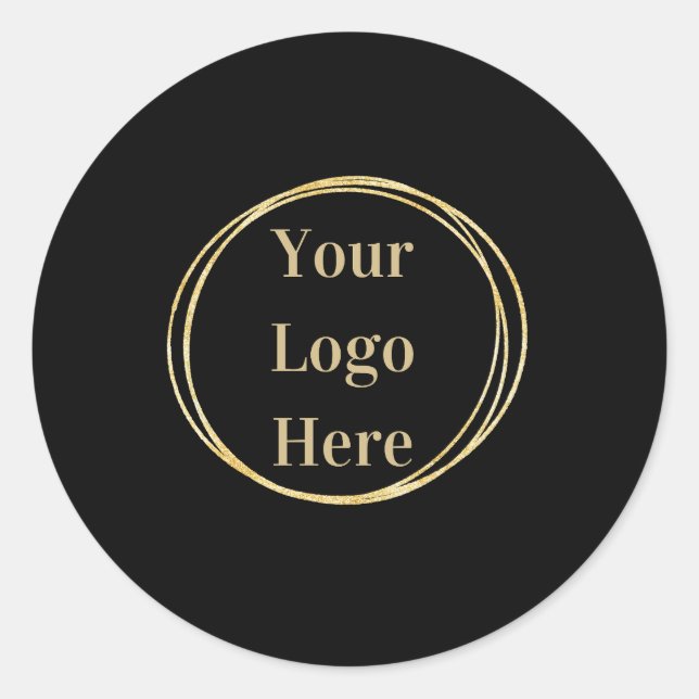 Business Logo Minimal Black Classic Round Sticker (Front)