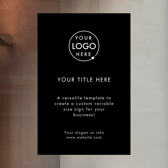 Business Logo | Minimal Black Stylish Promotional (Professional editable window decal template for events & small business promotion.)
