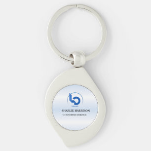 Business Logo   Minimal blue Employee Staff Key Ring