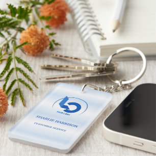 Business Logo Minimal blue Employee Staff Key Ring
