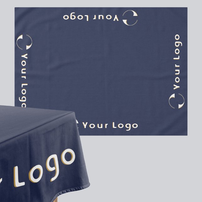 Business Logo Minimal brand Trade show Navy blue Tablecloth (Creator Uploaded)