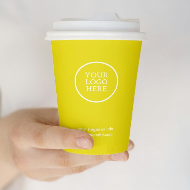 Business Logo Minimal Business Yellow Paper Cups (Creator Uploaded)