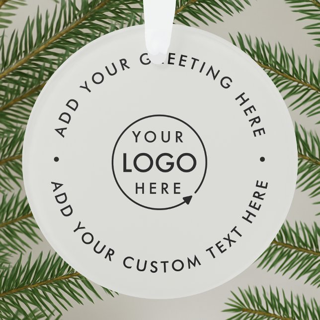 Business Logo Minimal Professional Gray Christmas Ornament (Creator Uploaded)