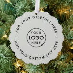 Business Logo Minimal Professional Grey Christmas Tree Decoration Card<br><div class="desc">Simple,  stylish custom grey business logo round christmas ornament in a modern minimalist style. You can easily add your company logo and custom text (eg. happy holidays or merry christmas) for the perfect holiday promotional favour with a corporate professional feel. #logo #business #christmas #ornament</div>