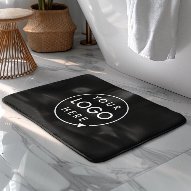 Business Logo Minimal Stylish Professional Black Bath Mat (Creator Uploaded)