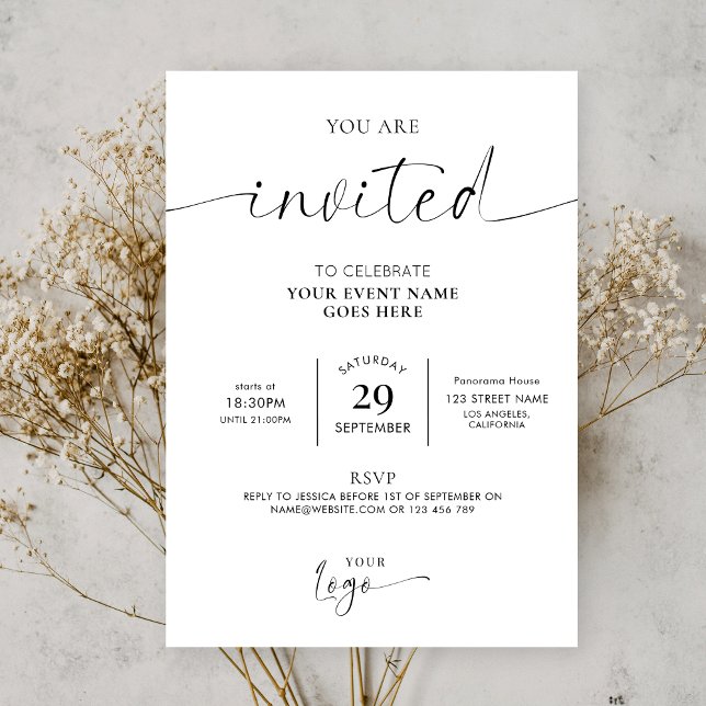 Business Logo Minimalist Black & White Gala Event Invitation (Creator Uploaded)