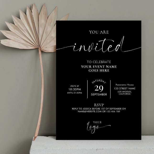 Business Logo Minimalist Black & White Gala Event Invitation (Creator Uploaded)