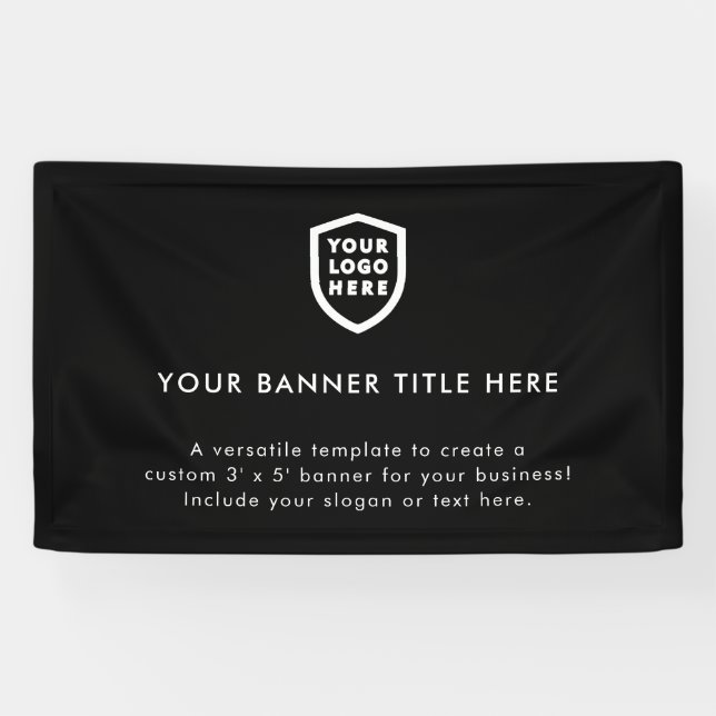 Business Logo | Minimalist Clean Simple Black 5' Banner (Horizontal)