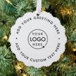 Business Logo | Minimalist Clean Simple Christmas Tree Decoration Card<br><div class="desc">Simple,  stylish custom white business logo round christmas ornament in a modern minimalist style. You can easily add your company logo and custom text (eg. happy holidays or merry christmas) for the perfect holiday promotional favour with a corporate professional feel. #logo #business #christmas #ornament</div>