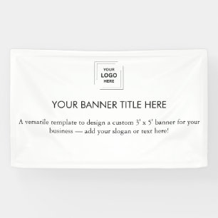 Business Logo   Minimalist Clean Simple White 5'  Banner