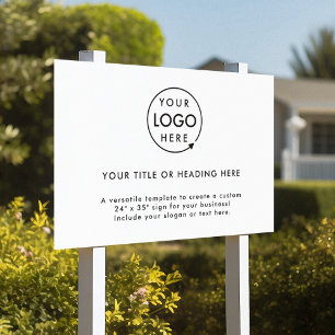 Business Logo   Minimalist Clean Simple White Yard Garden Sign