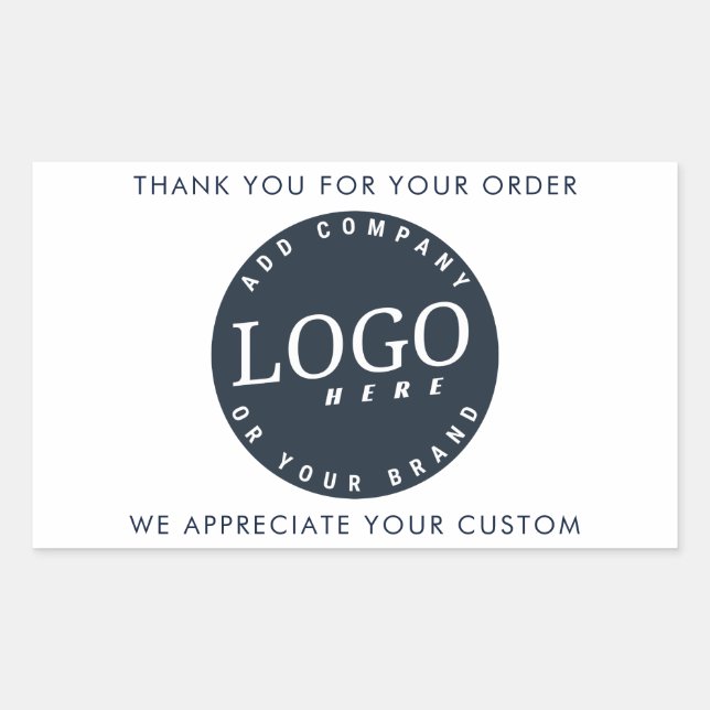 Business Logo Minimalist Client Appreciation Rectangular Sticker (Front)