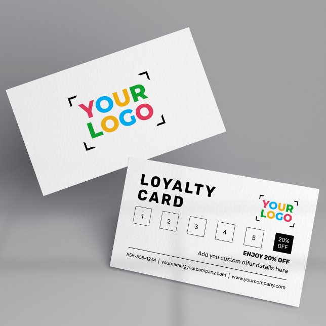 Business Logo Minimalist Company Promotional White Loyalty Card (Creator Uploaded)